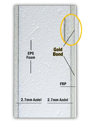 Laminated wall edge with Azdel on both sides - Gold Bond