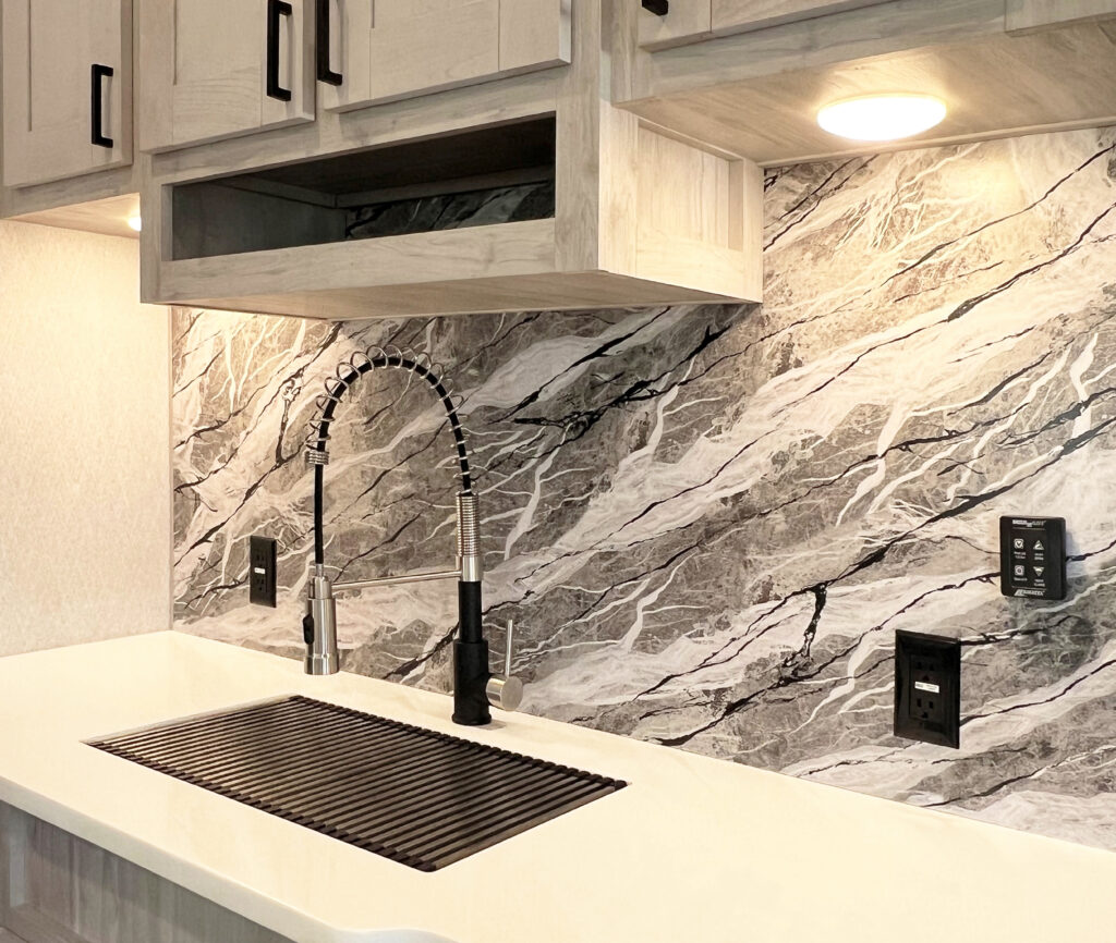Kitchen backsplash printed on Azdel