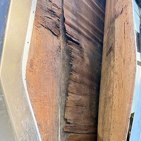 Rotted and delaminated RV sidewall